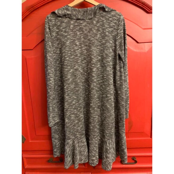 Fantastic Fawn Medium Boutique Cardigan Heather Gray Black Ruffle Trim Light EUC - Picture 2 of 3